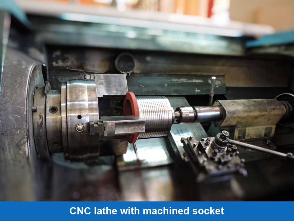 CNC lathe with machined socket